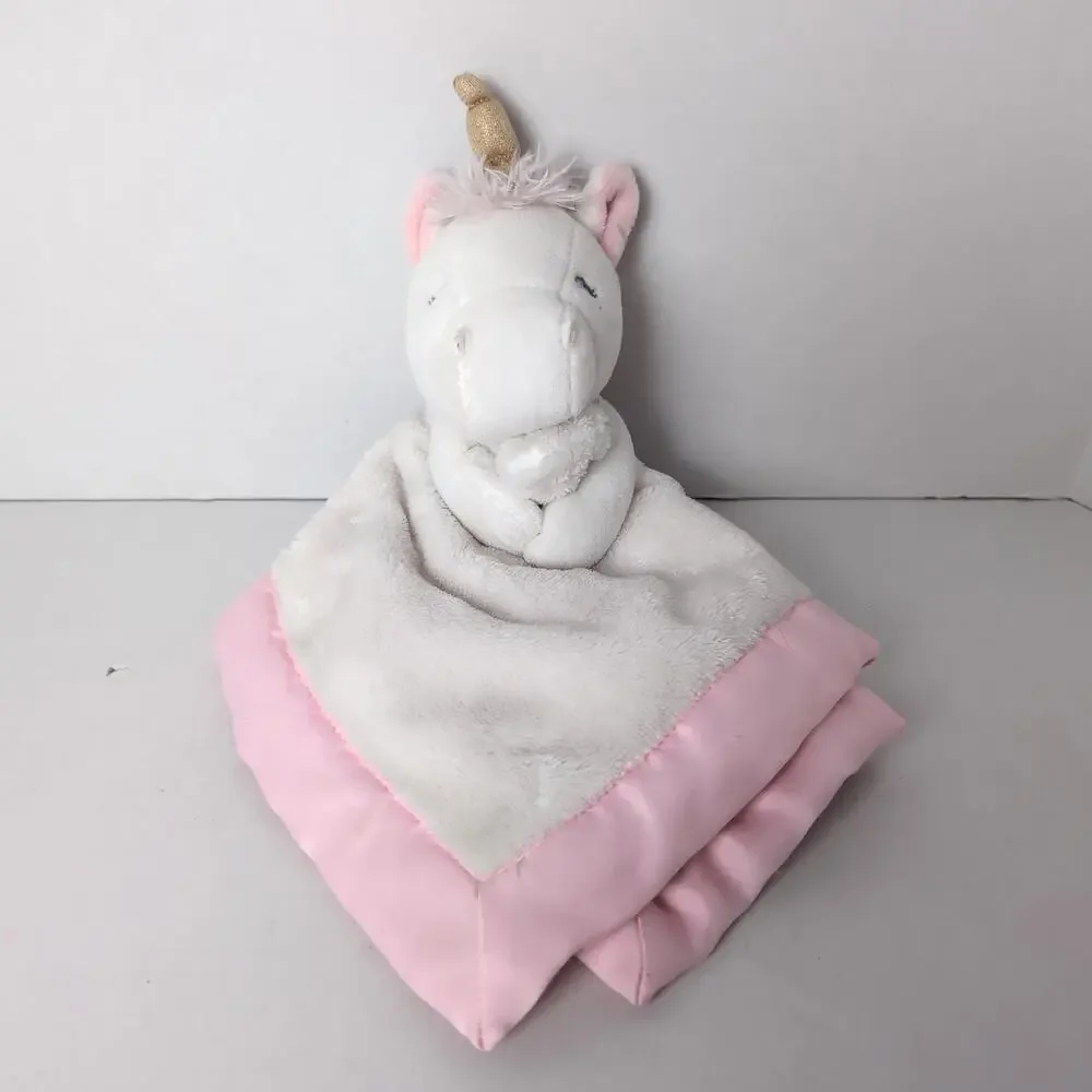Carter's Unicorn Lovey Plush Security Blanket Stuffed‎ Animal Baby Pink White